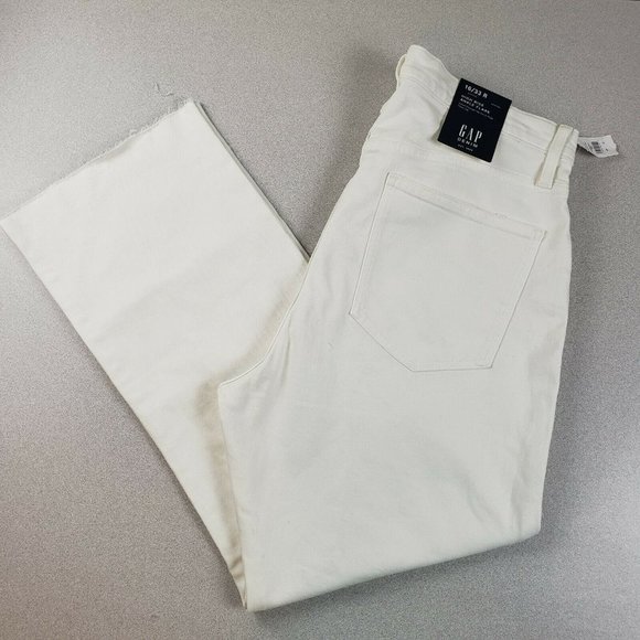 GAP Denim - Gap Womens White High Rise Light Wash Ankle Denim Flared Jeans Size 16/33